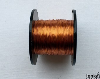 Honey 0.2 mm (AWG 32) Copper Wire - 1 SPOOL - 175m (574ft) - excellent for lacemaking, weaving, knitting, crochet, jewelry making