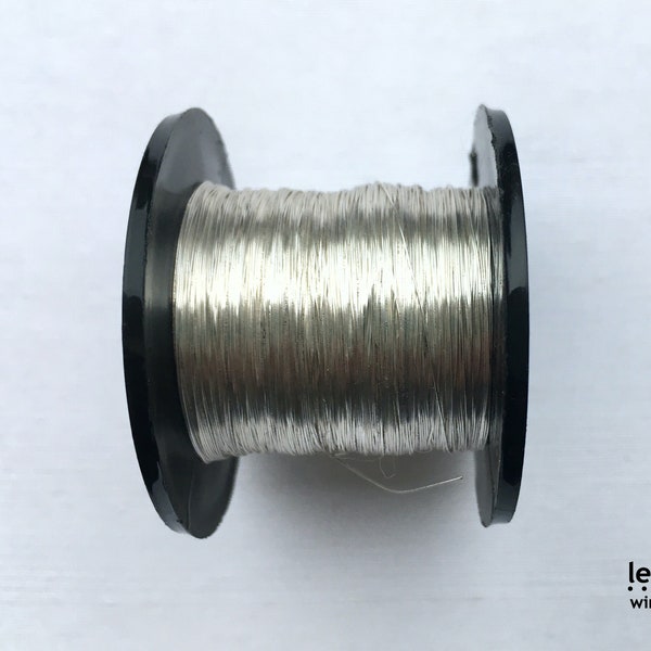 Silver-plated 0.2mm (AWG 32)  Copper Wire - 1 SPOOL - 175m (574ft) with non-tarnish coating excellent for lacemaking, weaving, knitting