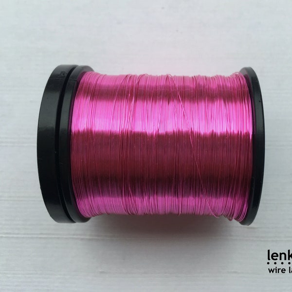 Bright Pink 0.2mm (AWG 32)  Copper Wire - 1 SPOOL - choose from two sizes: 175m (574ft) or 125m (410ft) excellent for lacemaking