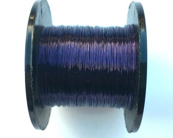 Dark Purple 0.2mm (AWG 32) Copper Wire - 1 SPOOL - 175m (574ft) excellent for lacemaking, knitting, weaving, crochet, jewelry, kumihimo, etc