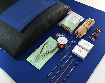 Student Kit with MEDIUM bobbins for Wire Lace, lacemaking pillow, pins, hooks, nudge tools, clips, wire cutters  *SPECIAL OFFER*