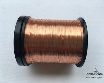 Copper Wire 0.2 mm (AWG 32), coated- 1 SPOOL - choose from two sizes: 175m (574ft) or 125m (410ft), non-tarnish, excellent for lacemaking