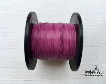 Opaque Mulberry 0.2mm (AWG 32) Copper Wire  - 1 SPOOL - 175m (574ft) - excellent for lacemaking, knitting, weaving, crochet, jewelry making