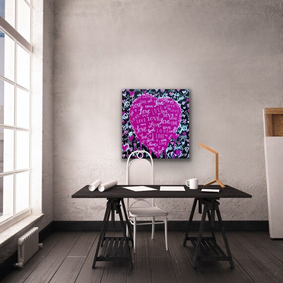 Hot pink and sale black wall art