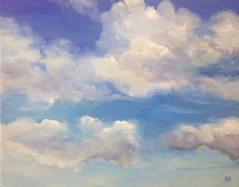 Cloud Painting Cloud Art Blue Contemporary Painting Etsy