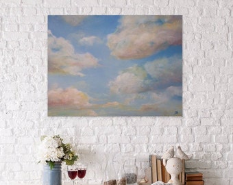 Custom Cloud Painting. Painting of Clouds. Acrylic Original Landscape Painting. Cloud Art. Trending Art. Nursery Decor. Living Room Art.