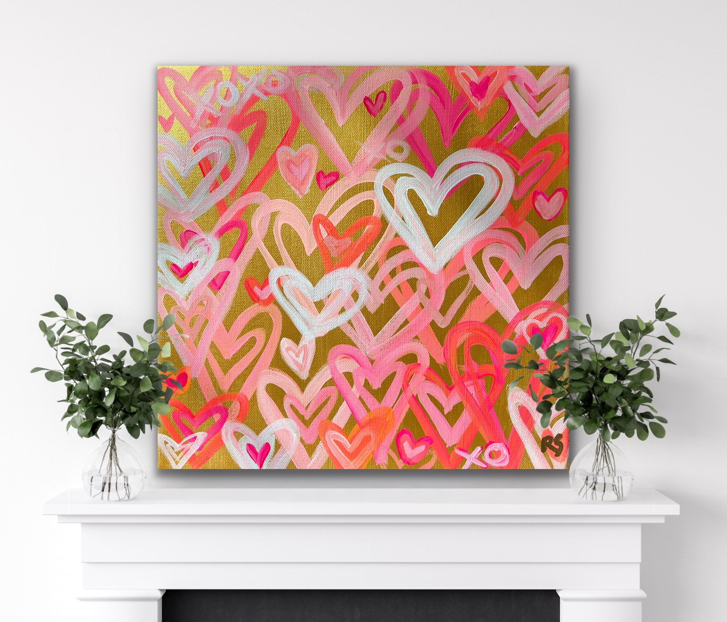 Americanflat Motivational Happy Girls Heart Blush By Wall + Wonder Unframed  Canvas Wall Art : Target