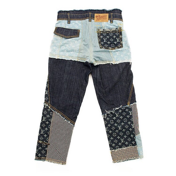 Louis Vuitton Made to Order Patchworked Portrait Denim Pants