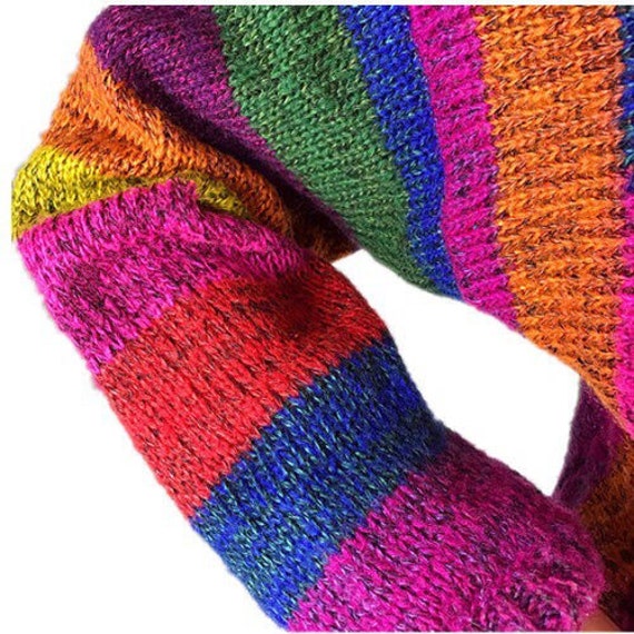 Art 80's vintage rainbow sweater - image 9