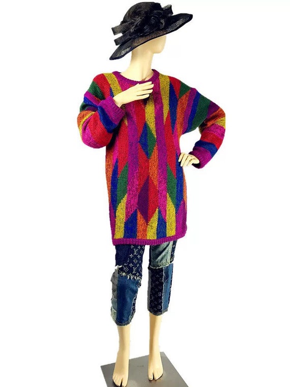 Art 80's vintage rainbow sweater - image 3