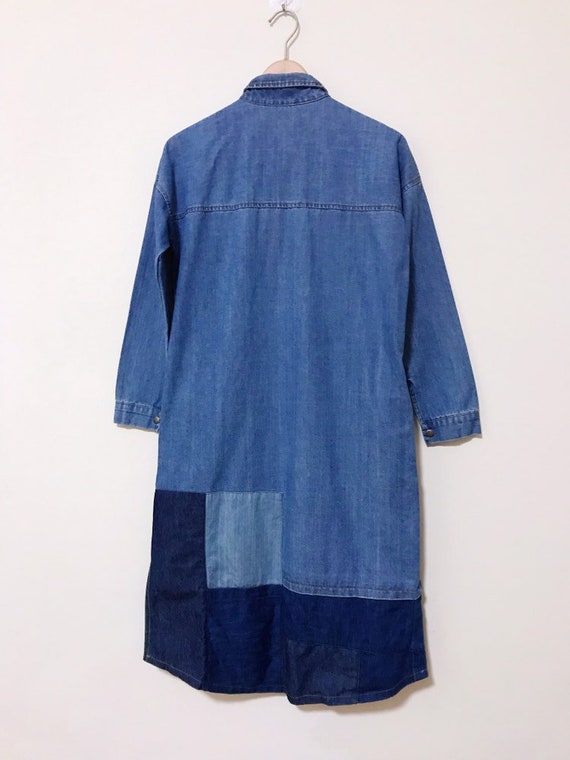 80's vintage art patchwork denim dress - image 3