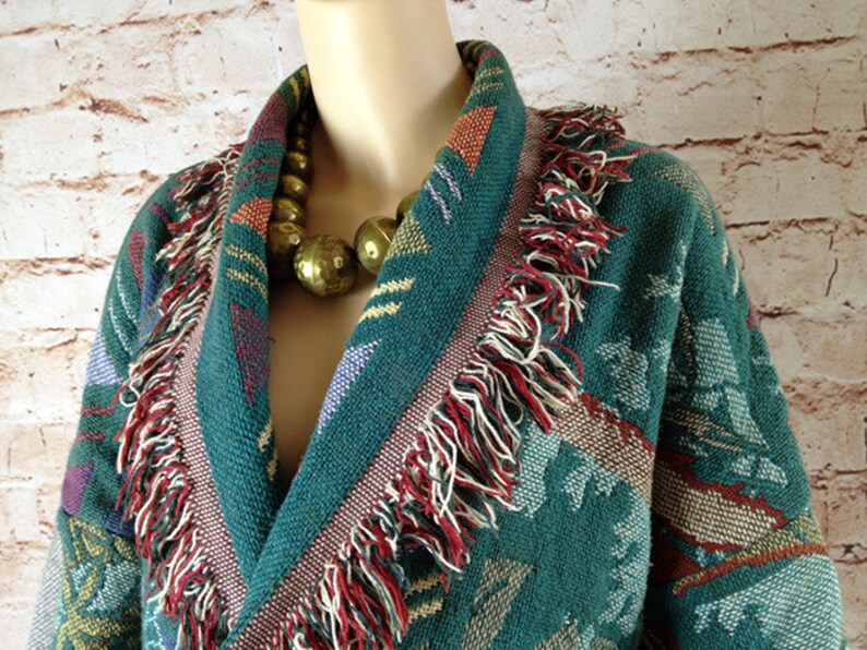1980s Vintage Tapestry Blanket Long Coat Etsy