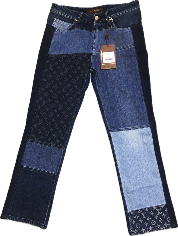Amazing!louis Vuitton Jeans With LV Monogram Patchwork Pants Size
