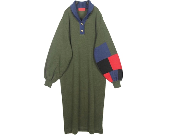 Beautiful vintage olive green patchwork long sweat