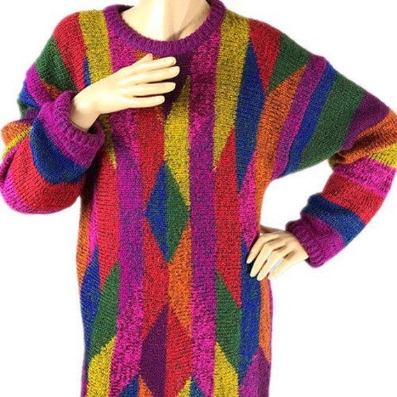 Art 80's vintage rainbow sweater - image 6