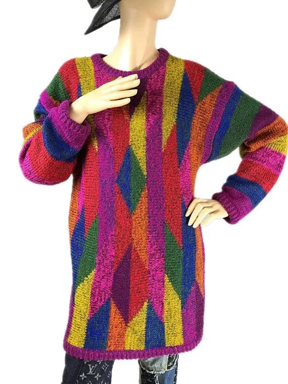 Art 80's vintage rainbow sweater - image 4