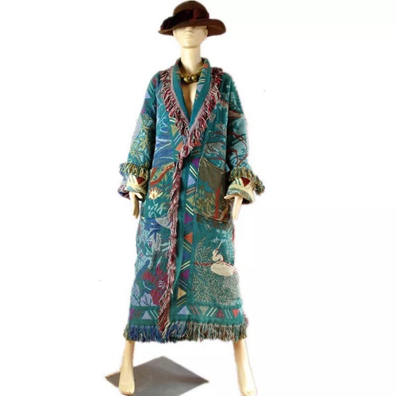 1980s vintage Tapestry blanket long coat