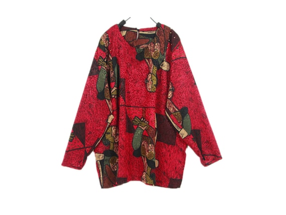 1980s vintage Art Picasso pattern red T-shirt