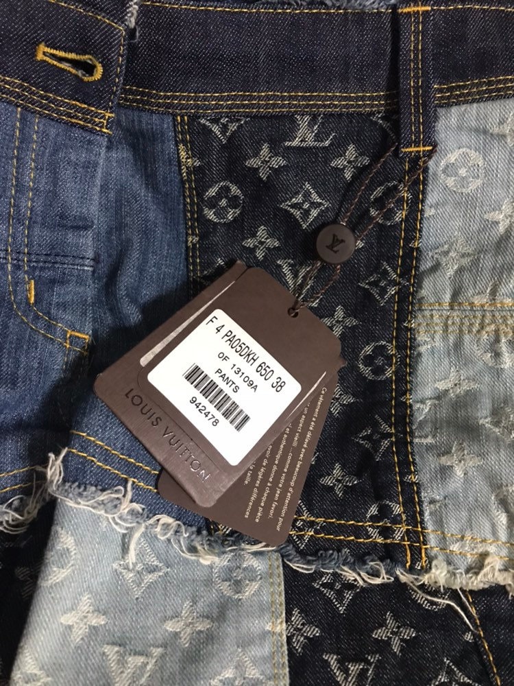 Rarelouis Vuitton LV Patchwork Monogram Denim Jeans Pants 