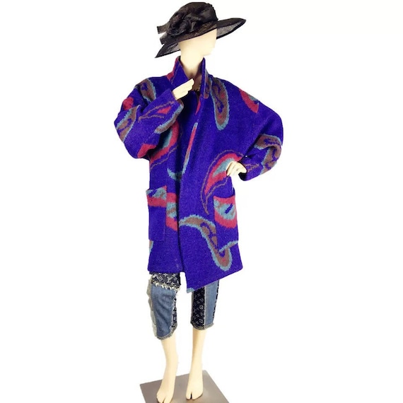 80‘s vintage Paisley Pattern wool sweater coat
