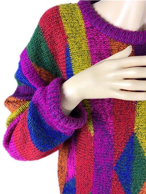Art 80's vintage rainbow sweater - image 7