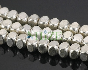 HIZE SB447 Thai Karen Hill Tribe Silver Diamond Print Nugget Solid Square Cube Beads 5mm 10