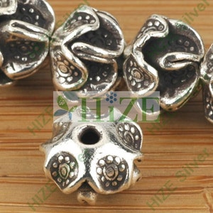 HIZE SB447 Thai Karen Hill Tribe Silver Diamond Print Nugget Solid Square Cube Beads 5mm 10
