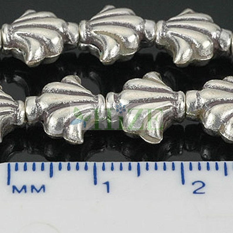 10 HIZE SB694 Thai Karen Hill Tribe Silver Fancy Clam Shell Beads 10mm