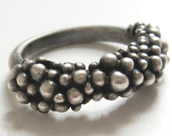 Rustic Sterling Silver Granule Ring - Handmade Artisan Jewelry