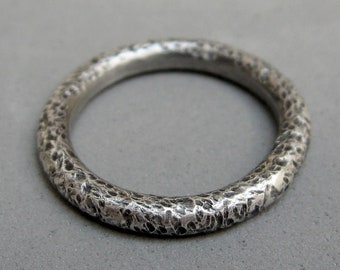 Textured sterling silver stack ring, rustic wedding ring, made to order