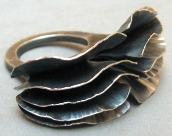 Sterling silver ginkgo ring, made to order