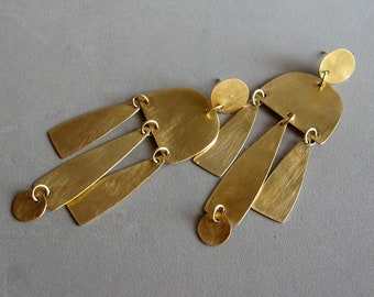 Brass dangle earrings, chandelier earrings, geometric earrings, handmade jewelry