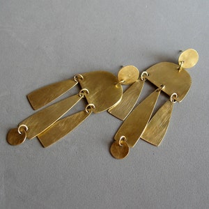 Handmade Brass Chandelier Earrings: Geometric Dangle Jewelry