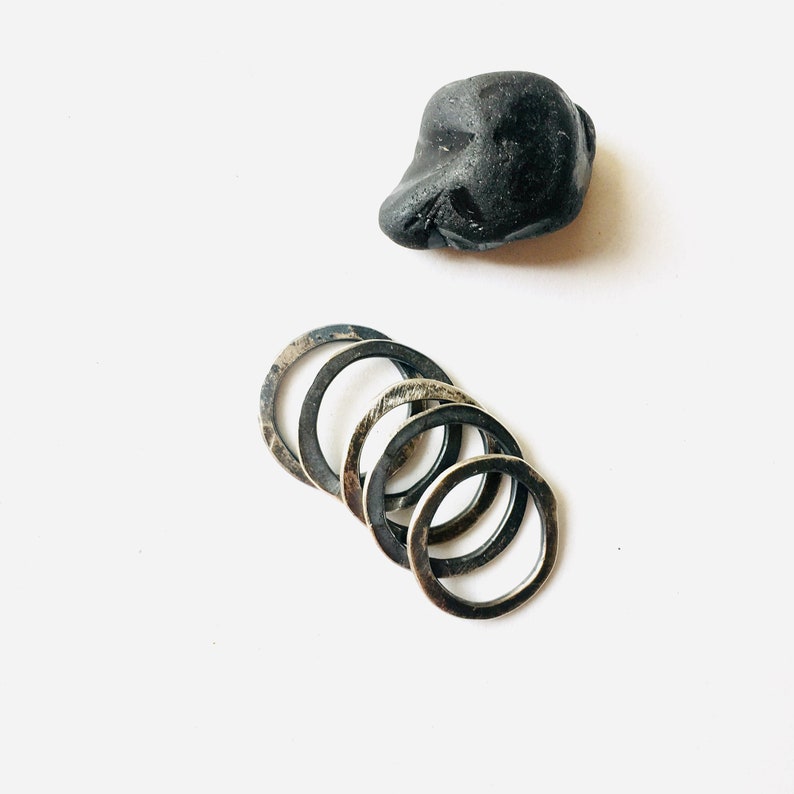 5 Sterling silver irregular stack rings