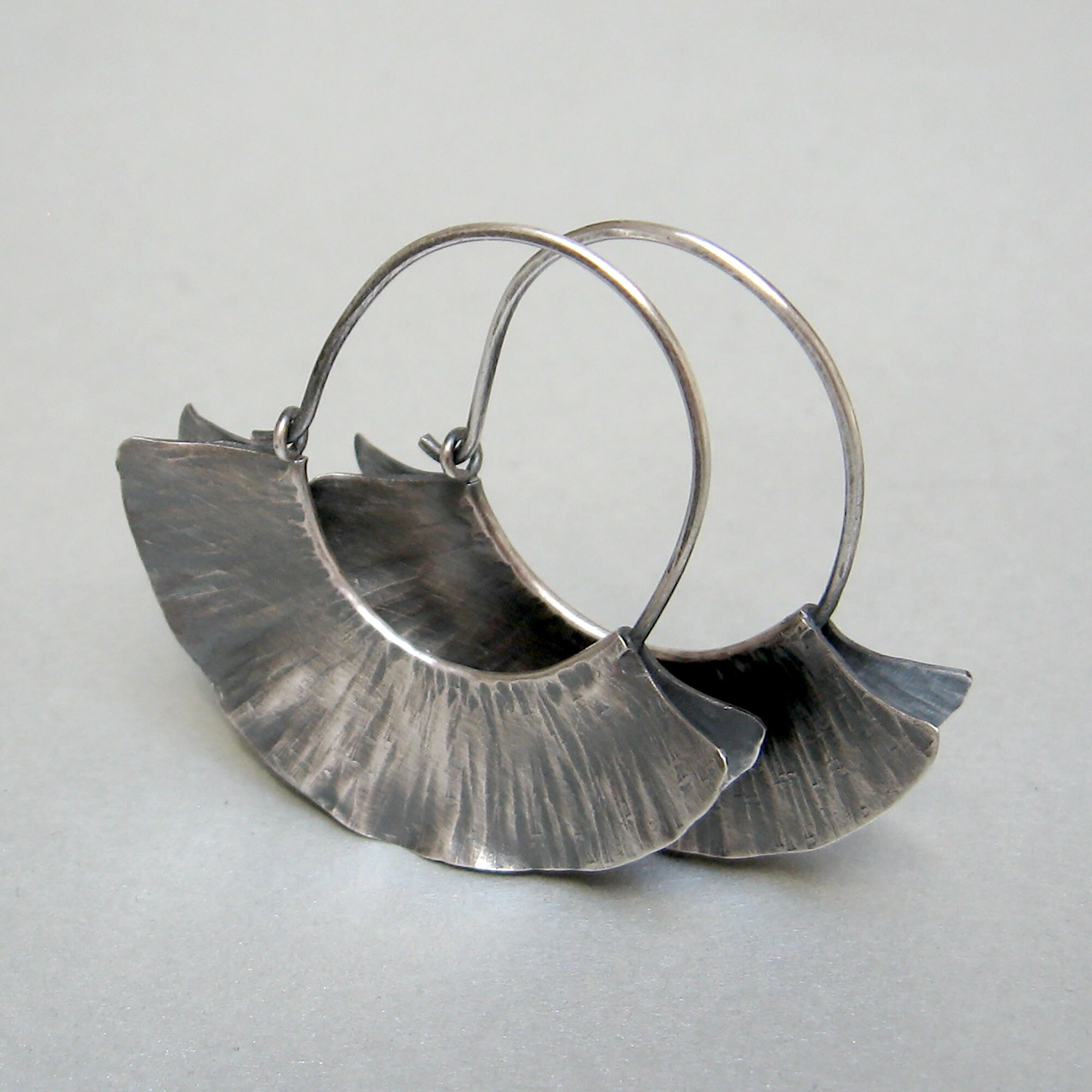 Ruffles earrings sterling silver forged earrings | Etsy