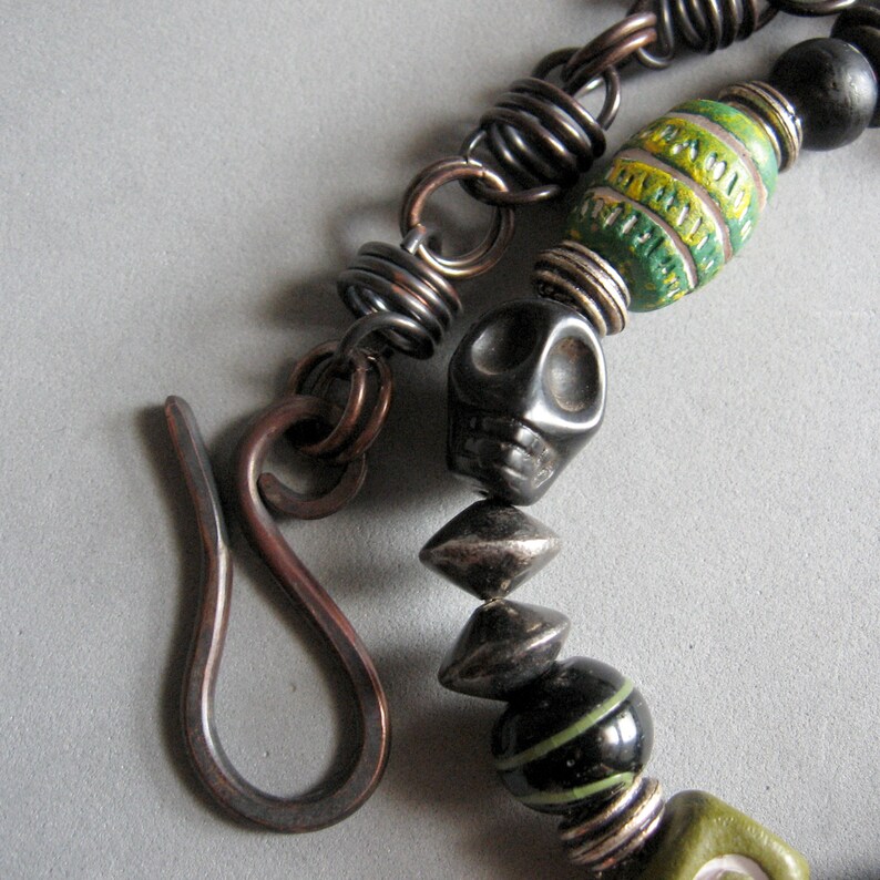 Long Keychain for Man Copper Metal and African Beads Etsy UK