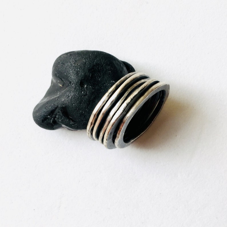 5 Sterling silver irregular stack rings