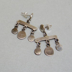 Raw oxidized sterling silver chandelier earrings, rustic earrings