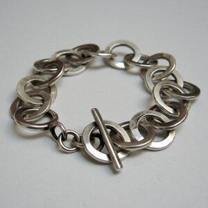 Handmade Sterling Silver Circle Chain Bracelet: Artisan Jewelry