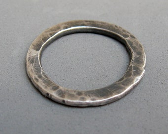 Hammered sterling silver stack ring, silver wedding ring, made to order