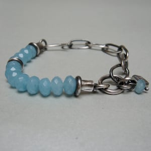 Oxidised 925 silver and angelite bracelet