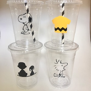 Charlie Brown Party Cups Snoopy Disposable Birthday with Lids Straws