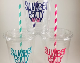 Slumber Party Cups Sleepover Pajama Party Cup Set Birthday Disposable Spa Pamper Pajamas
