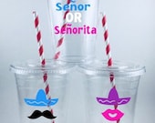 Senor or Senorita BABY GENDER Rveal Party CUPS Mexican Fiesta Taco Shower Cup Set