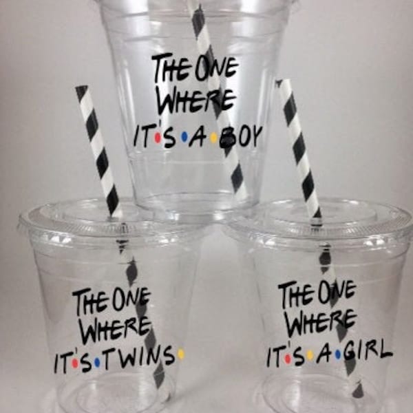 Friends BABY SHOWER Party Cups The one where its a Boy OR Girl