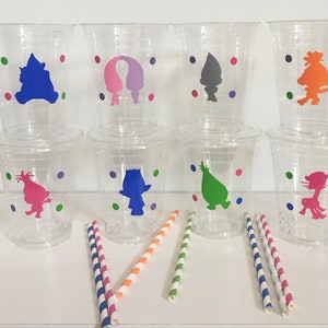 TROLLS PARTY CUPS Birthday Troll Disposables Decorations Personalized Customized