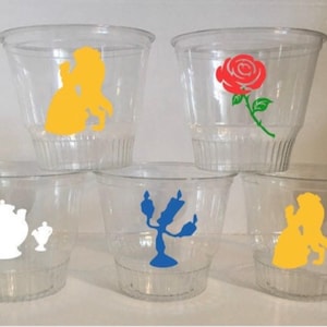 Beauty and the Beast Dessert Cups Birthday Party Favors Cup Set Food Drink Decorations