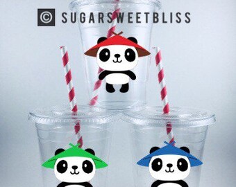 PANDA PARTY CUPS Birthday Disposable Favor Pandas Personalized