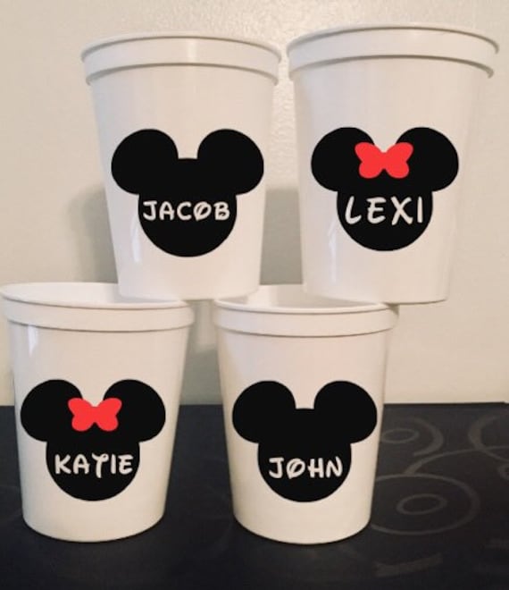 Mickey Mouse Minnie Cups PERSONALIZED NAME Birthday Party Cup Set