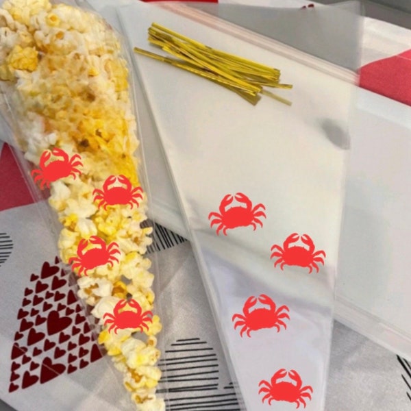 CRAB PARTY BAGS Empty Cone Shaped Favor Bag Birthday Candy Treat Set Diy You Fill 4 Wheeler